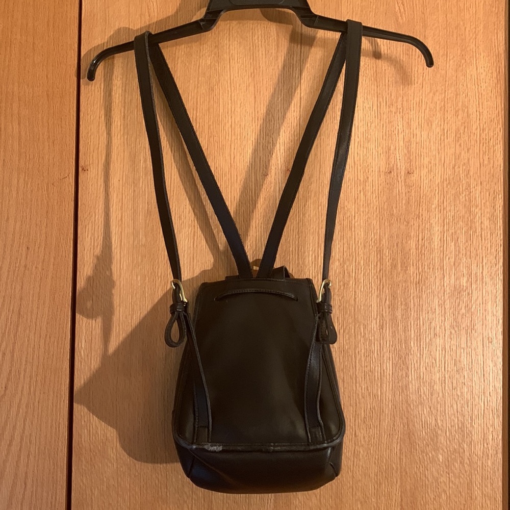 VINTAGE Coach Y2K 90s mini black leather backpack top handle adjustable VGUC - Picture 3 of 16